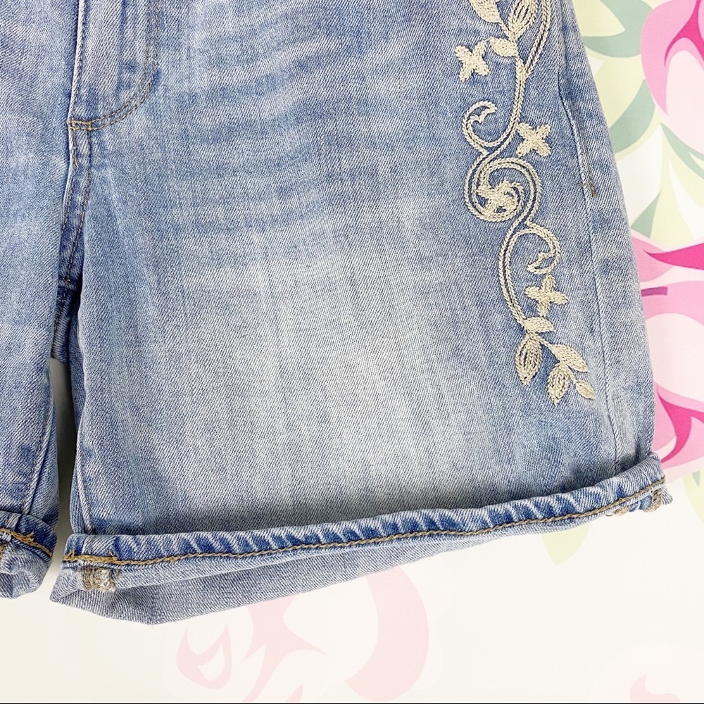 Lucky Brand Light Wash The Roll Up Boho Embroidered Denim Jean Shorts 26 - Picture 2 of 7